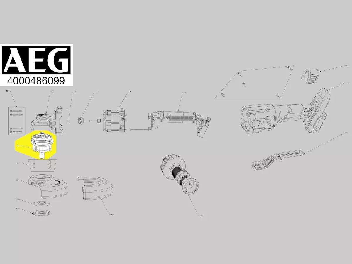 couronne renvoi d\'angle + flasque réf. 4931494416 AEG